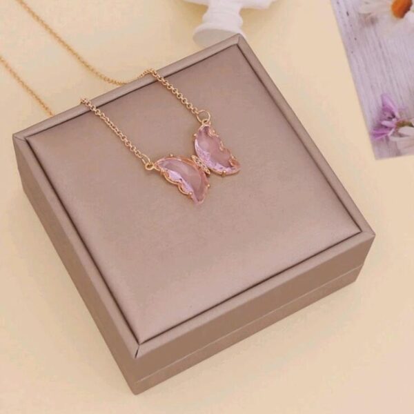 AVR JEWELS Stylish Pink Butterfly Necklace For Women and Girls - Image 3