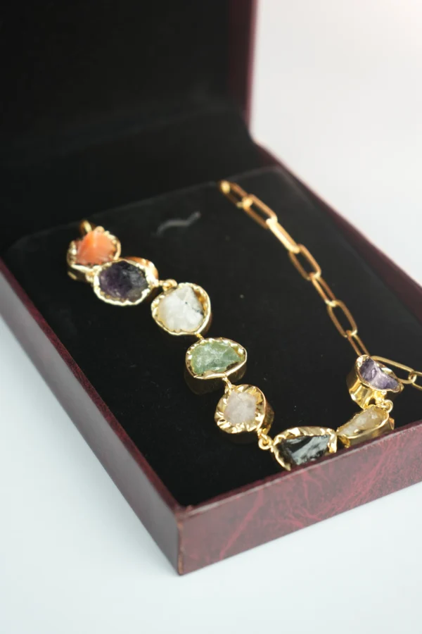 Boho Luxe Multistone Pearl Drop Necklace | 18K Gold Plated - Image 4