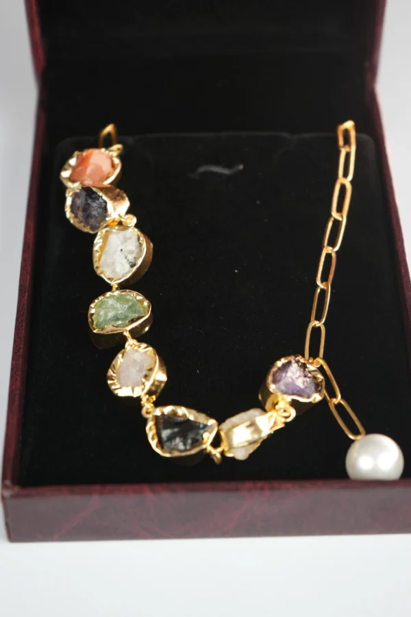 Boho Luxe Multistone Pearl Drop Necklace | 18K Gold Plated - Image 2
