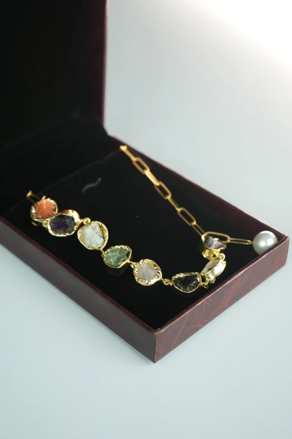 Boho Luxe Multistone Pearl Drop Necklace | 18K Gold Plated