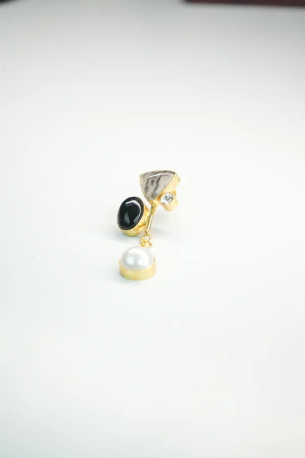 Royal Pearl Drop Earrings with Gold Plating & Crystal Accents - Image 2