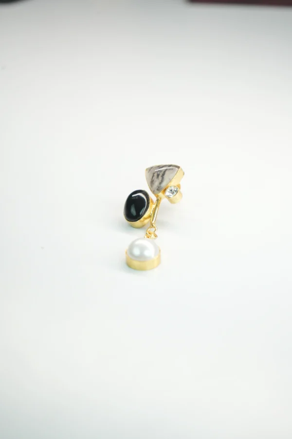 Royal Pearl Drop Earrings with Gold Plating & Crystal Accents - Image 5