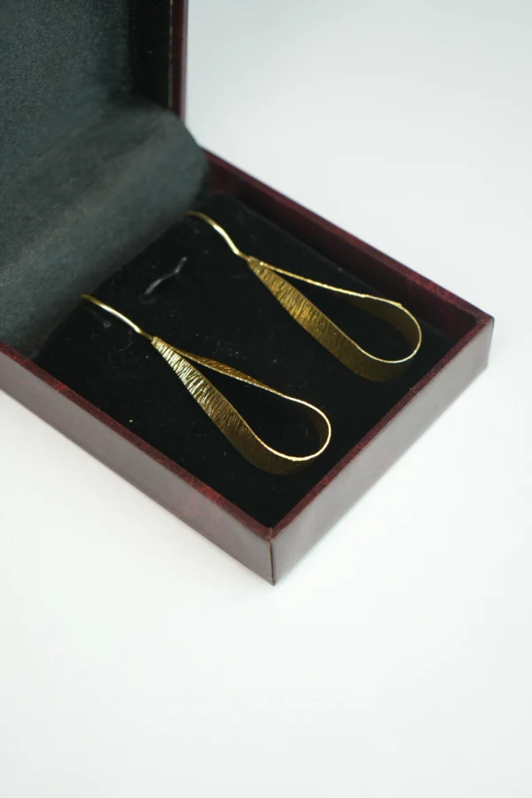 Handcrafted Textured Loop Drop Gold Plated Earrings – Lightweight & Elegant - Image 2
