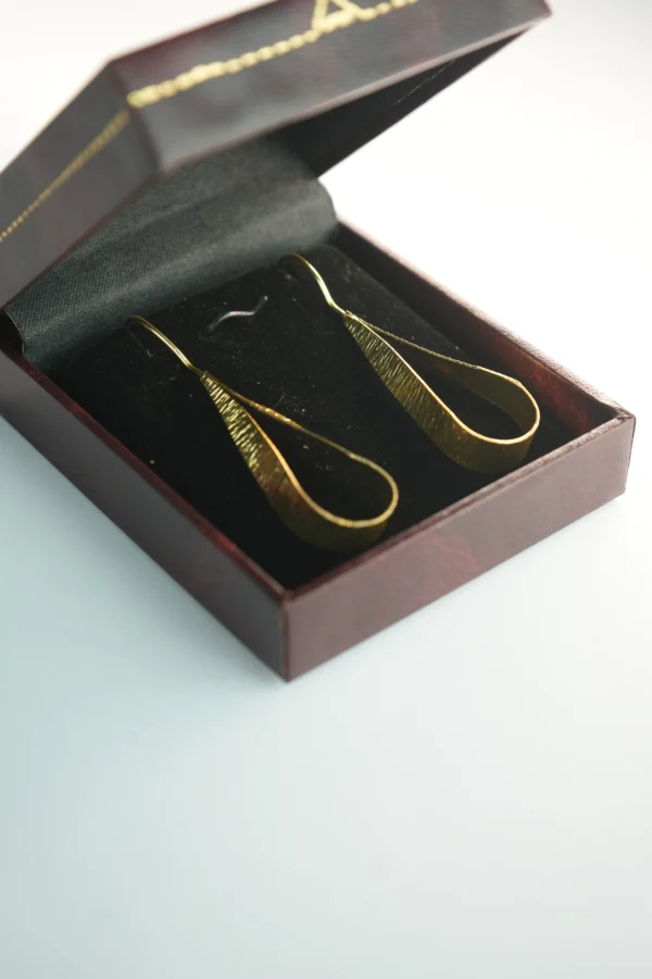 Handcrafted Textured Loop Drop Gold Plated Earrings – Lightweight & Elegant - Image 4