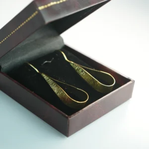Handcrafted Textured Loop Drop Gold Plated Earrings – Lightweight & Elegant