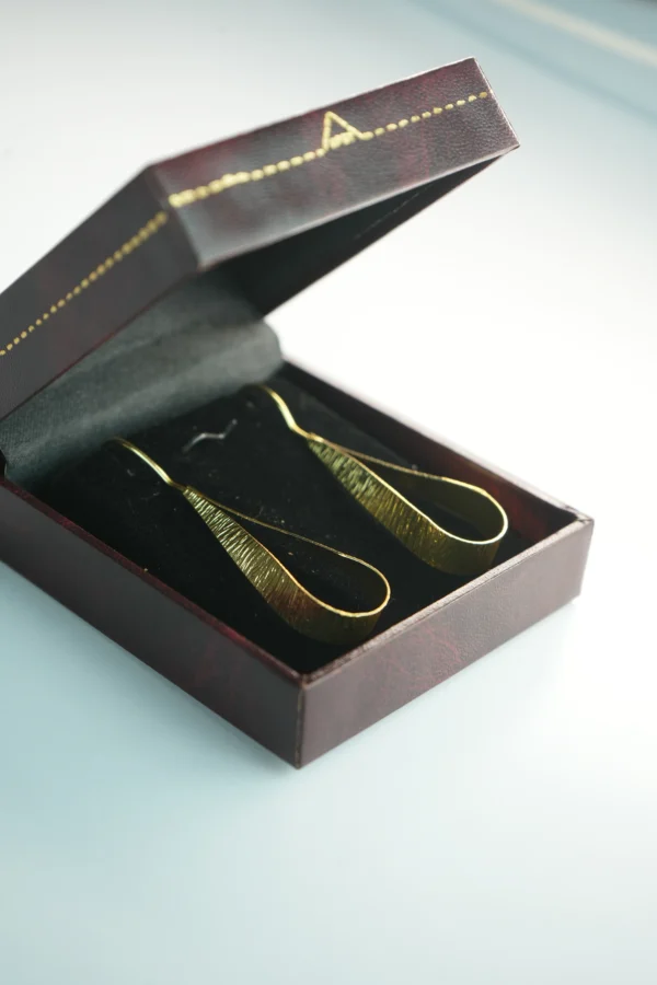 Handcrafted Textured Loop Drop Gold Plated Earrings – Lightweight & Elegant
