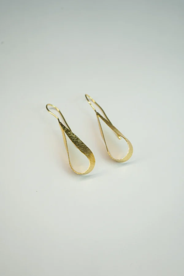 Handcrafted Textured Loop Drop Gold Plated Earrings – Lightweight & Elegant - Image 3