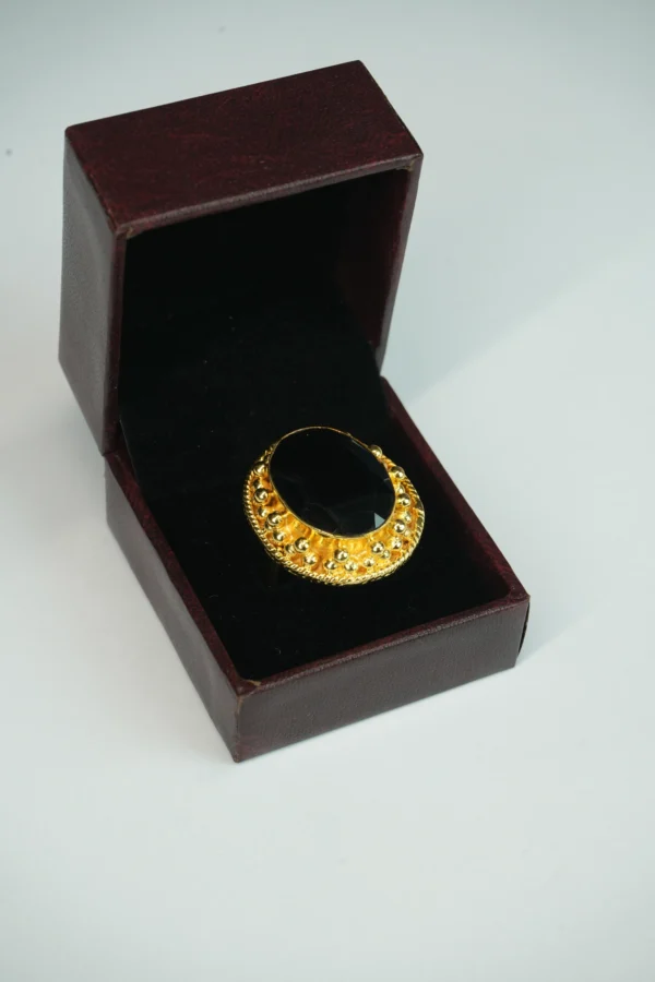 Royal Black Stone Gold-Plated Statement Ring - Image 5