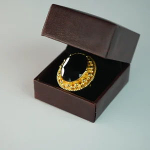 Royal Black Stone Gold-Plated Statement Ring