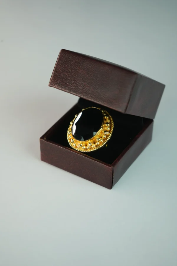 Royal Black Stone Gold-Plated Statement Ring