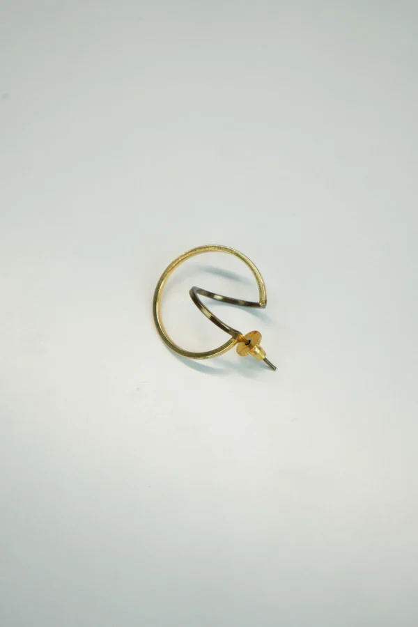 Hand Crafted Minimalist Double Layer Gold Plated Hoop Earrings - Image 2