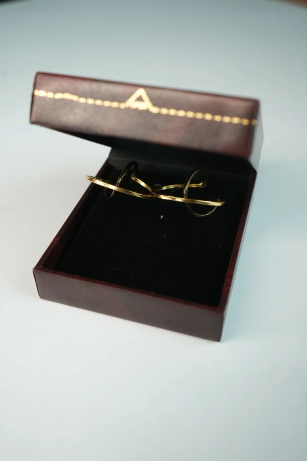 Hand Crafted Minimalist Double Layer Gold Plated Hoop Earrings - Image 3