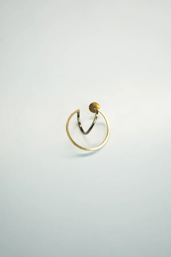 Hand Crafted Minimalist Double Layer Gold Plated Hoop Earrings - Image 4