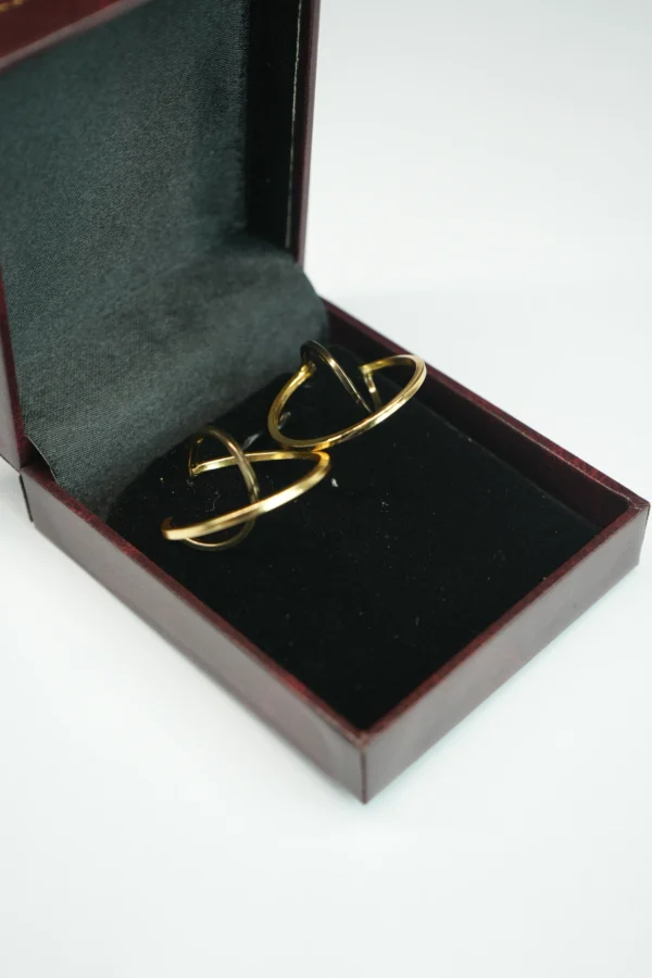 Hand Crafted Minimalist Double Layer Gold Plated Hoop Earrings - Image 5