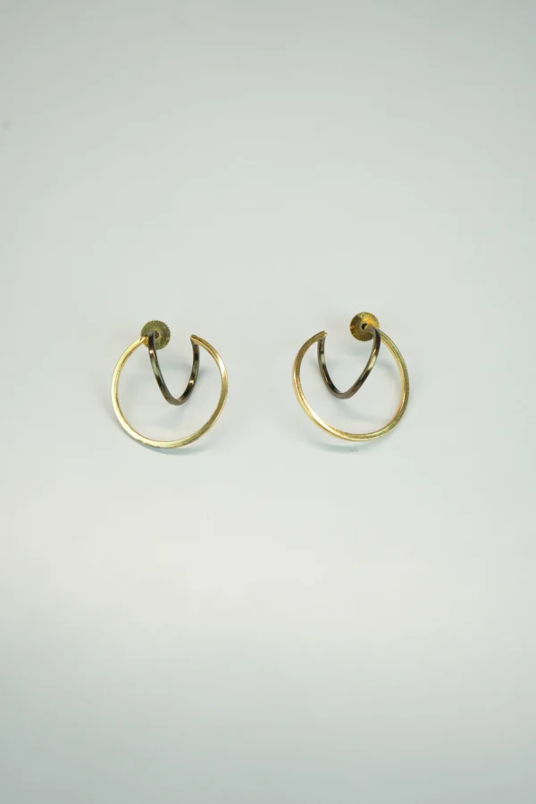 Hand Crafted Minimalist Double Layer Gold Plated Hoop Earrings - Image 6